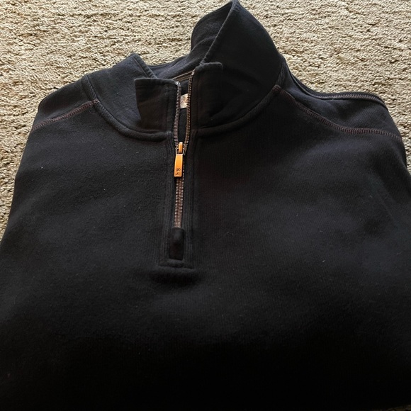 Tommy Bahama men’s quarter zip up sweater, Black with One minute workout on back - Picture 2 of 8